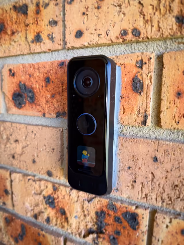 Ubiquiti G4 Pro PoE doorbell. NFC and fingerprint scanner capable, with a custom greeting display.